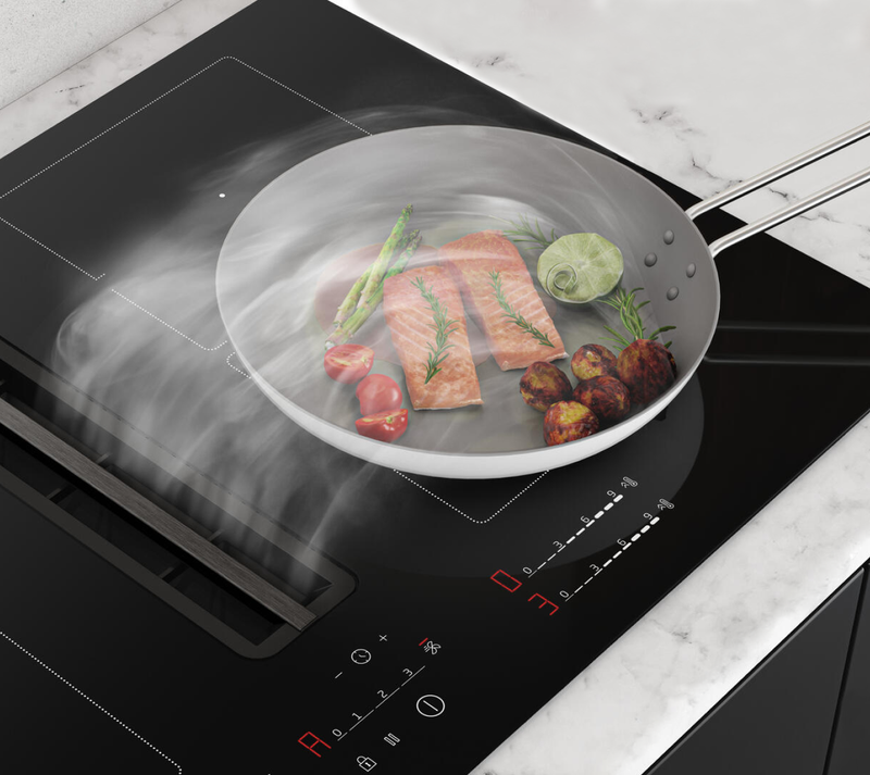 Beko vented induction hob with food